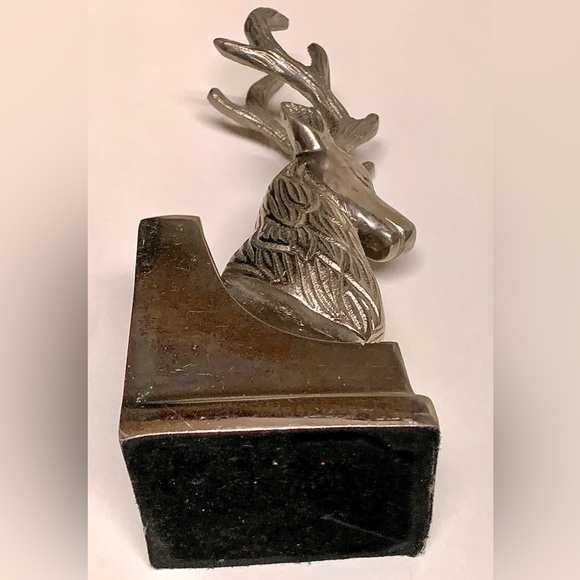 Vintage Silver Tone Buck Stag Antlered Deer Figurine Statuette Paperweight - Picture 12 of 16